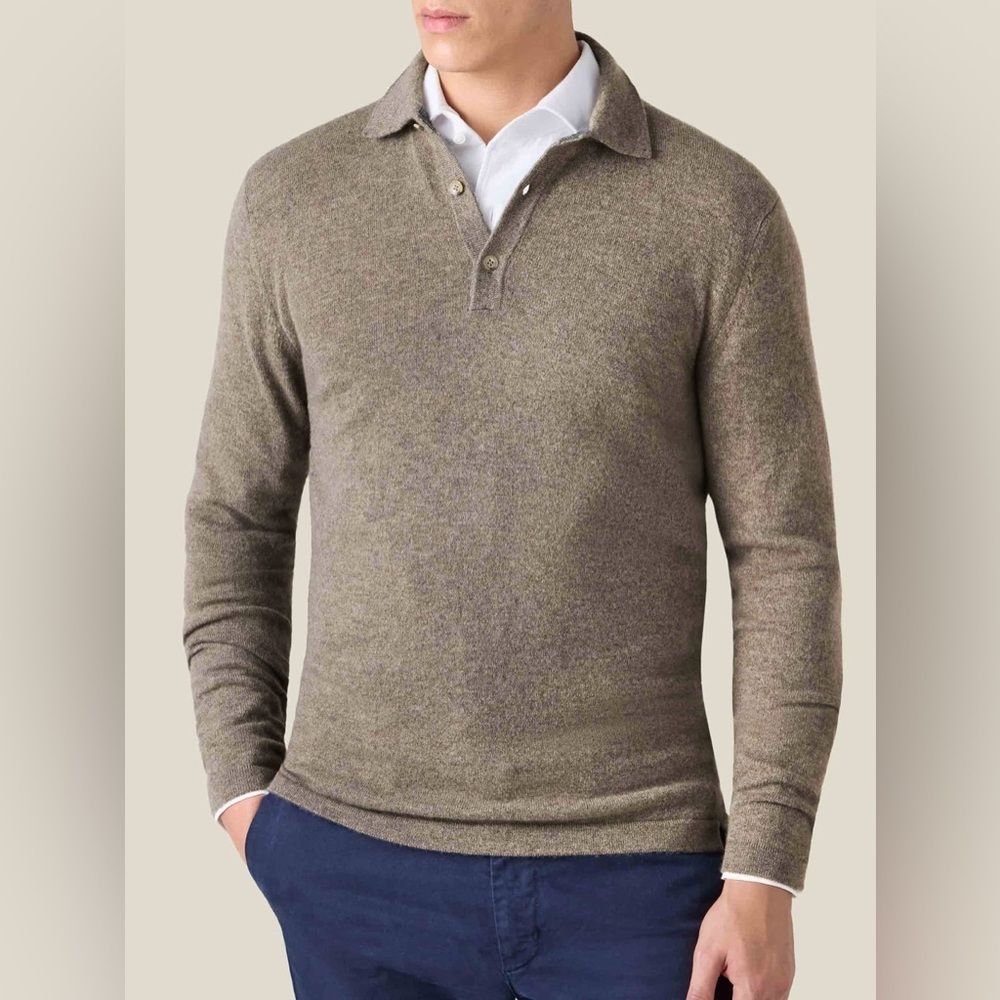 Brandini Made in Italy 100% Pure Wool Polo Sweater Brown Size XL Woolmark